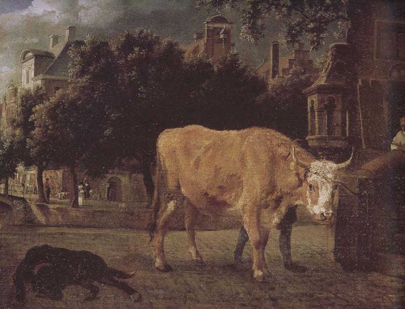 Jan van der Heyden Square cattle Sweden oil painting art